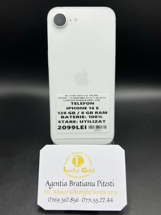Telefon iphone 16e 128/8 gb 100% baterie cod 25412