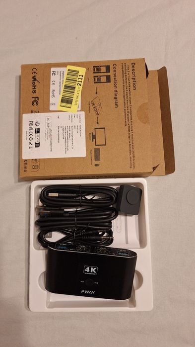 Comutator KVM USB 3.0 4K 2 Porturi HDM pentru 1 Monitor 2 Cal
