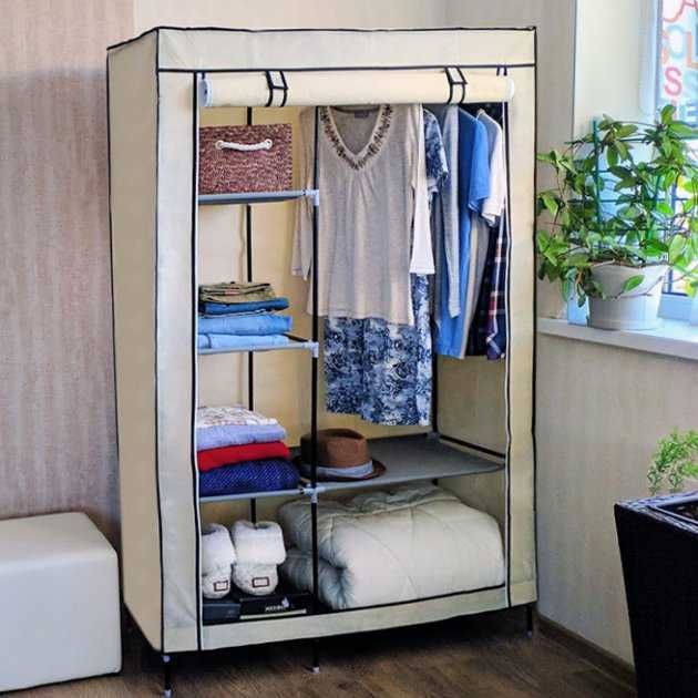 Шкаф тканевый двухсекционный HCX «88105 beige» 105х45х170 см.