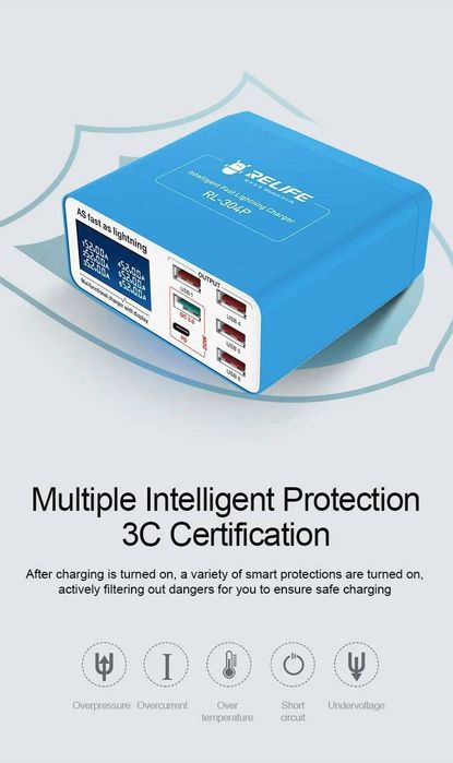 RELIFE RL-304P Smart 6-портовое USB-зарядное устройство Lightning