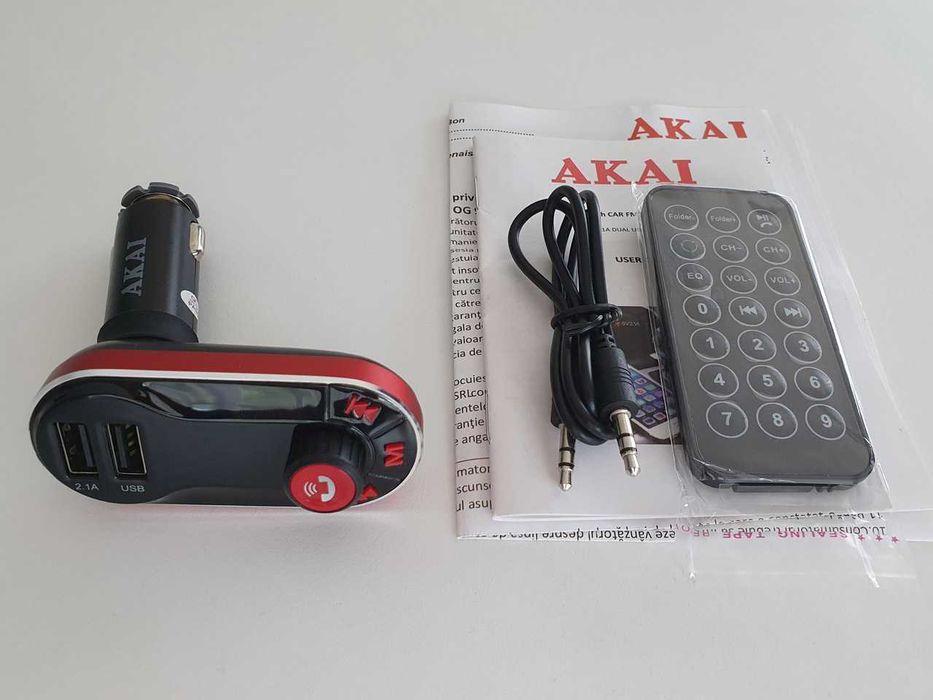 Modulator FM cu Bluetooth Akai FMT-66B (incarcator USB 5V 2.1A/ 10.5W)