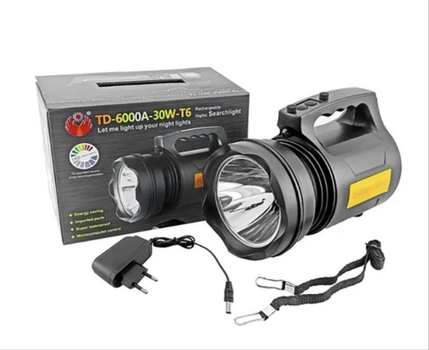 Lanterna profesiona 30W LED TD-6000A portabila pentru vanatoare pescuit NOU