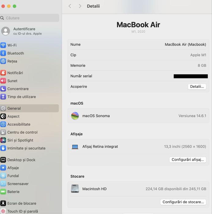 MacBook Air 13-inch/ Apple M1 / 8 GB RAM/ 256 GB / Ca nou