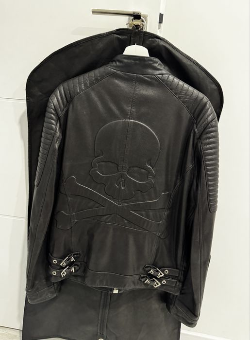 Geaca piele Philipp Plein , marimea L , autentica