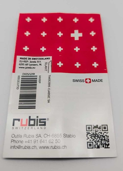 Rubis Switzerland професионална пинсета 2 в 1 – скосен и остър връх