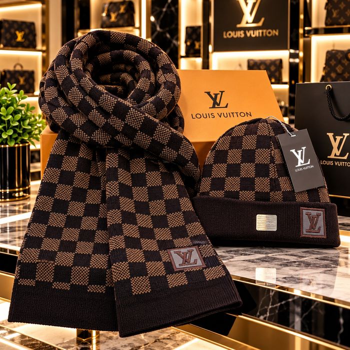 Зимни комплекти шапка и шал унисекс – Dior, Louis Vuitton, Balenciaga, Chanel