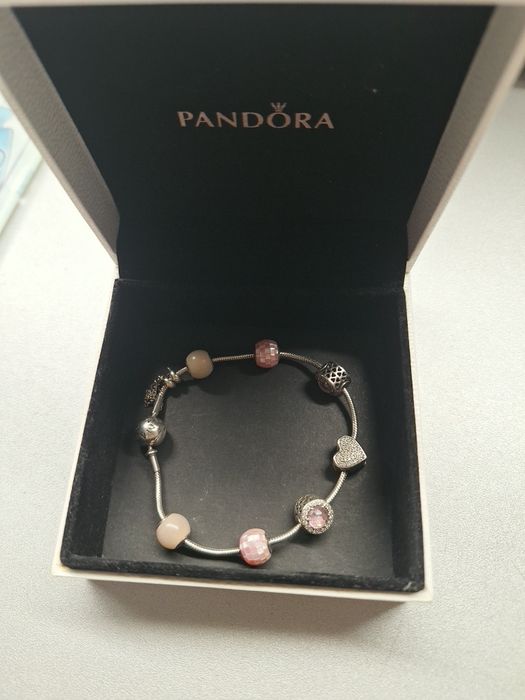 Brățară Argint PANDORA (ESSENCE), mărime 19 cm, charmuri colecție roz