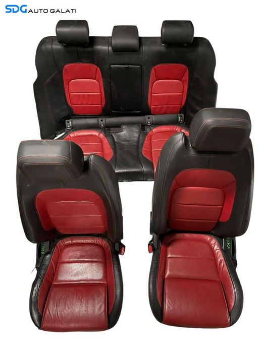 interior Piele Rosie cu Negru cu Incalzire Scaune Stanga Dreapta si Bancheta cu Spatar Jaguar XF X260 2015 - 2020 [B4764] [B4765] [B4766]