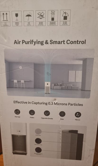 Ca NOU Purificator de aer Xiaomi Smart Air Purifier 4 EU, 400 m3/h, ionizare, Aplicatie Display OLED Mod Noapte acoperire 28-48 m2, nu Dyson Philips
