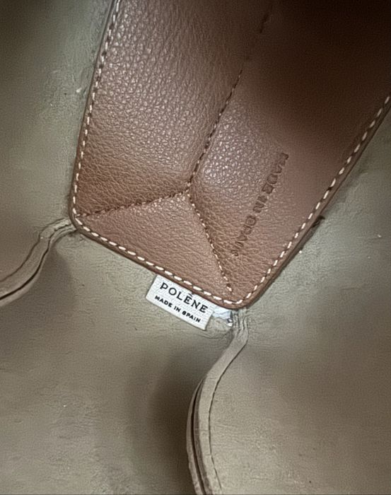 Geanta Polene Cyme mini piele naturala camel bej maro
