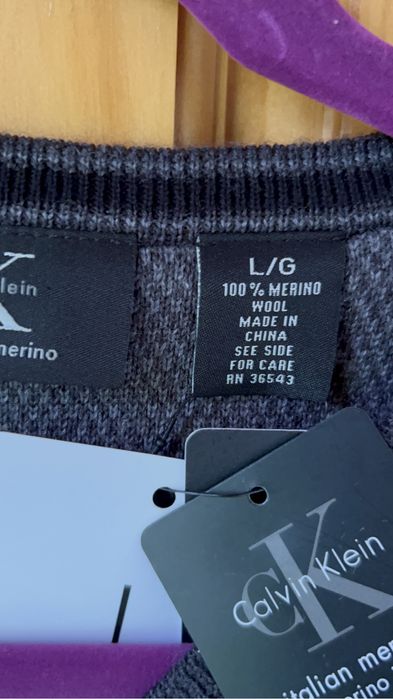 CK 100% меринос! Мужской пуловер