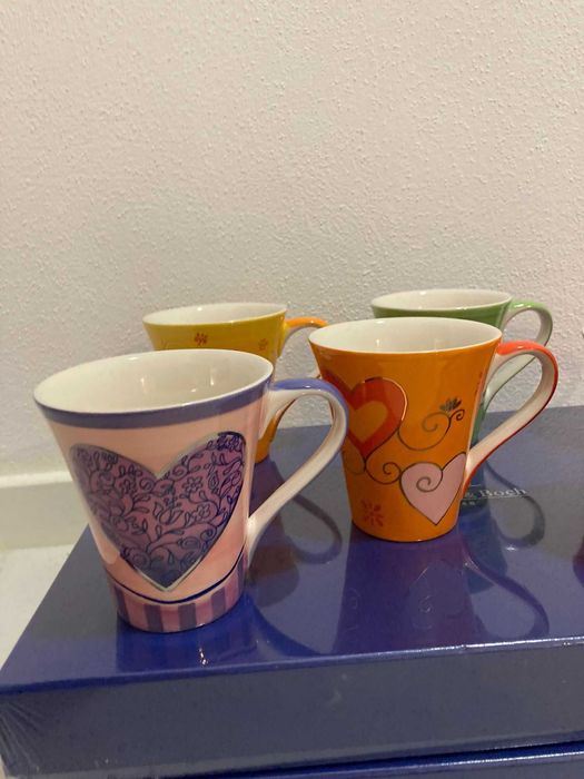 Set cani pentru copii cu suport pictate manual Sara Blu ideal cadou