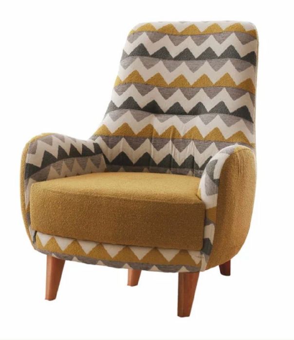 Fotoliu galben din textil Zikzak The Home Collection