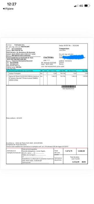 Vând obiectiv Sigma 24–70mm f/2.8 DG Art, montura EF, în garanție