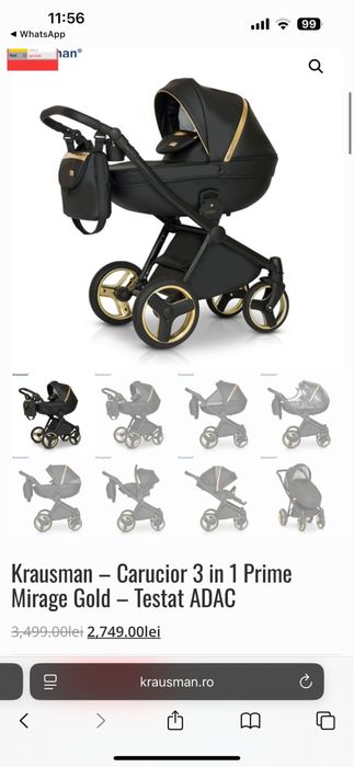 Carucior 3 in 1 Krausman Prime Mirage Gold