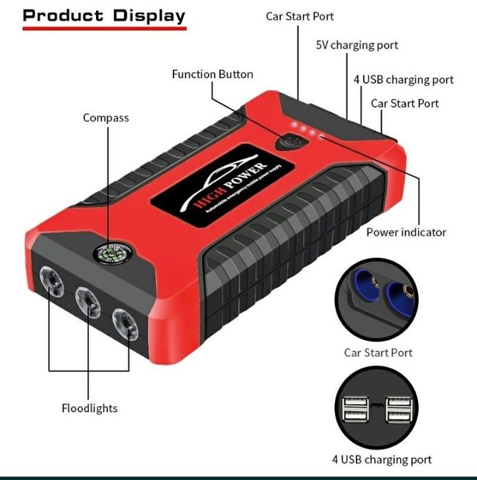 Avtomobil uchun powerbank + nasos