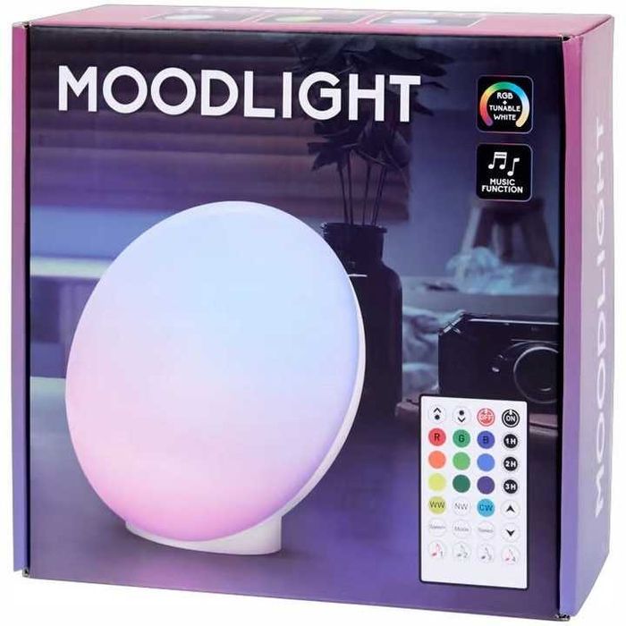 Нощна лампа RGB, Многоцветен, 1800 - 5000K, С дистанционно управление