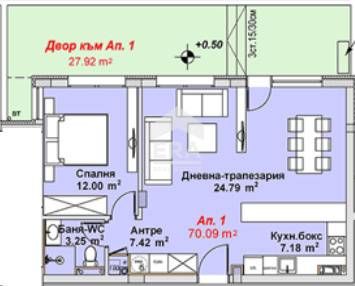 Продава се Двустаен апартамент в София, м-т Гърдова глава - 70 кв.м за 2363 €/кв.м - Снимка #2