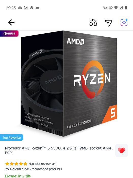 PC Gaming Ryzen 5 5500 RX 570 8GB + 16GB RAM + 2 Monitoare Gaming