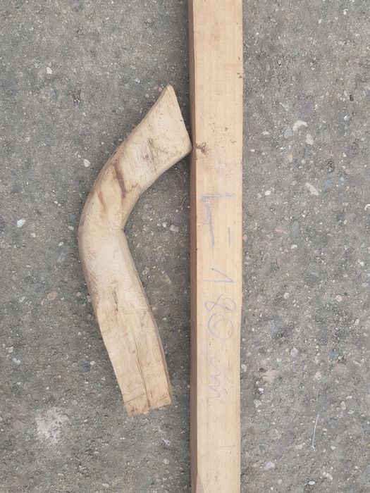 Coada coasa din lemn de corn + maner, lucrate manual, L=180 cm