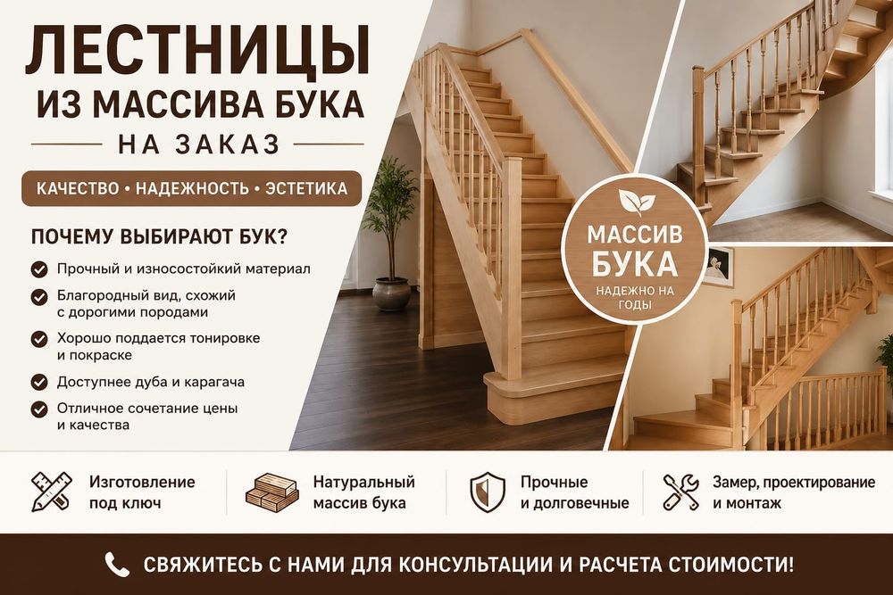 Лестницы из массива БУКА