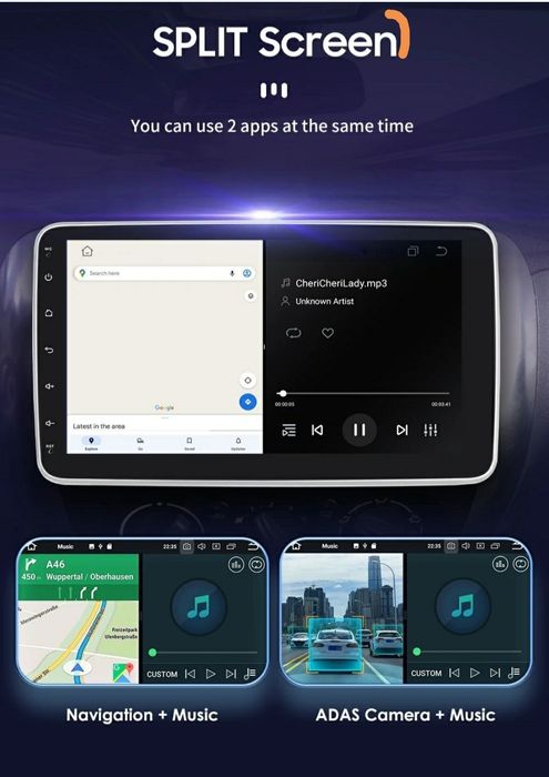 Navigatie Android universala 1DIN cu ecran 10" rotativ 360°.
