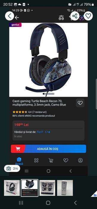 Casti Razer Kaira HyperSpeed Gaming Wireless Negru , Casti Turtle Beach Recon 70