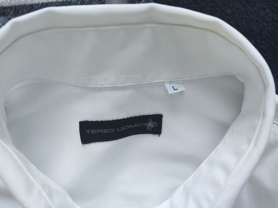 Camasa Alba Eleganta Bumbac Elastic Pense Unisex Barbati Femei