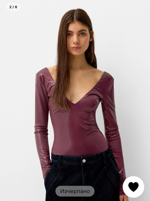 Боди Bershka във вишнев цвят