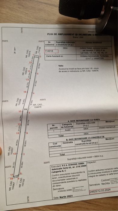 Vand teren intravilan cu utilitati Comuna Vanatori, cititi descrierea.