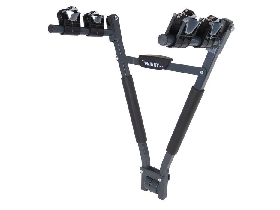 Suport bicicleta Twinny-Load Easy pentru 2 biciclete, fixare pe carligul de remorcare, pliabil, cu blocare pe carlig, sarcina maxima 30 kg
