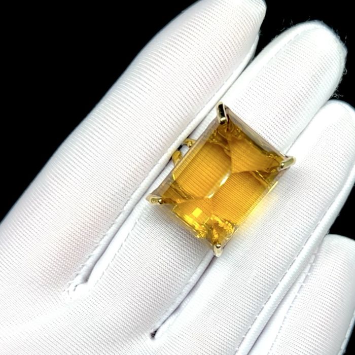 Оригинальное эксклюзивное кольцо с натуральным Цитрином. Сертификат