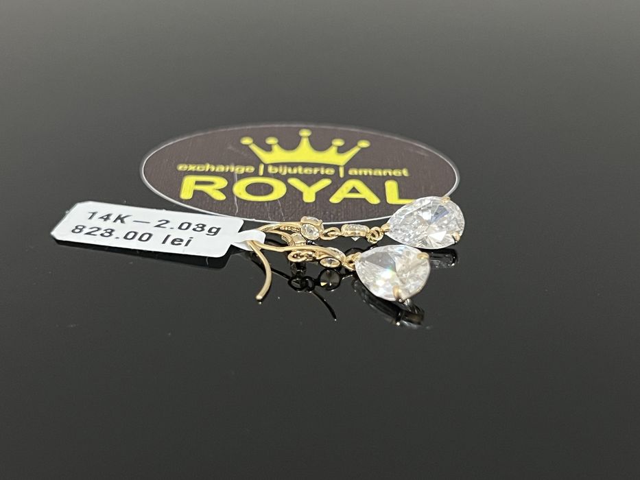 Bijuteria Royal CB : Cercei cristale aur alb 14k  2,03 grame