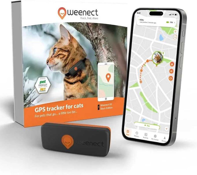 Чисто нов мини GPS тракер за котки Weenect Cat XS (С включена каишка)