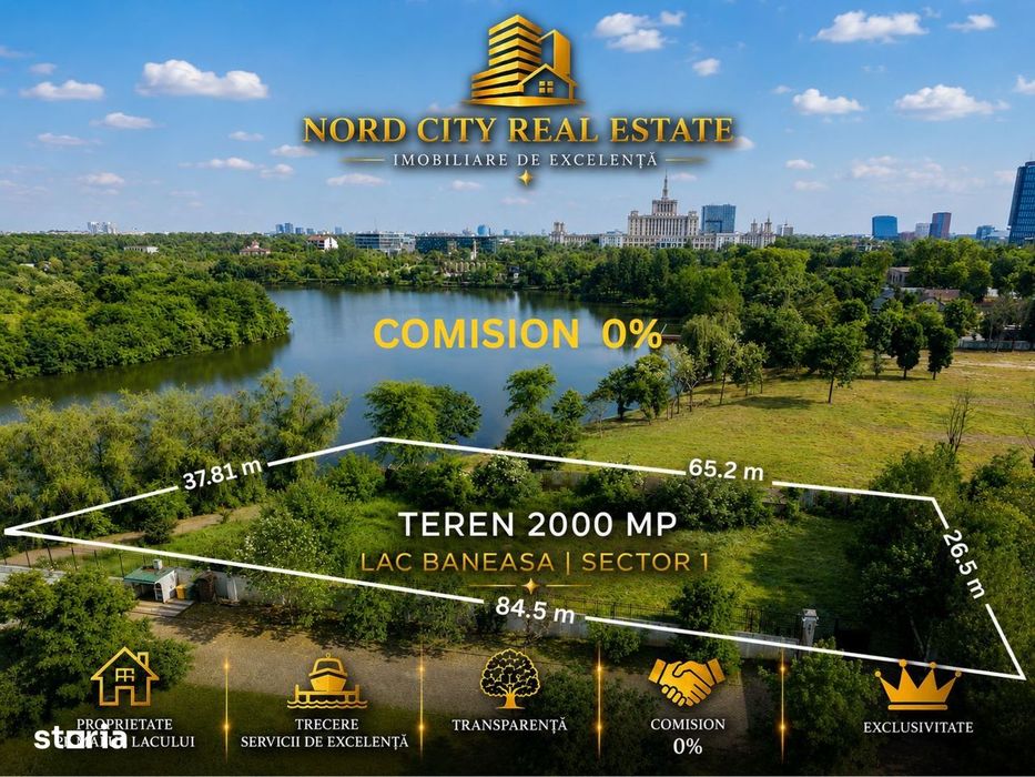 Teren Baneasa - deschidere la lac - ideal vila - premium- 2000 mp