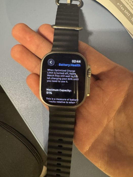 Apple watch ultra 1 49mm 91% baterie titan natural safir