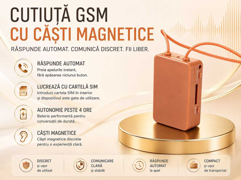 Cutie Gsm de copiat cu SIM si nano casti de copiat discrete Comunicare audio la distanta fara telefon Casca de Copiat