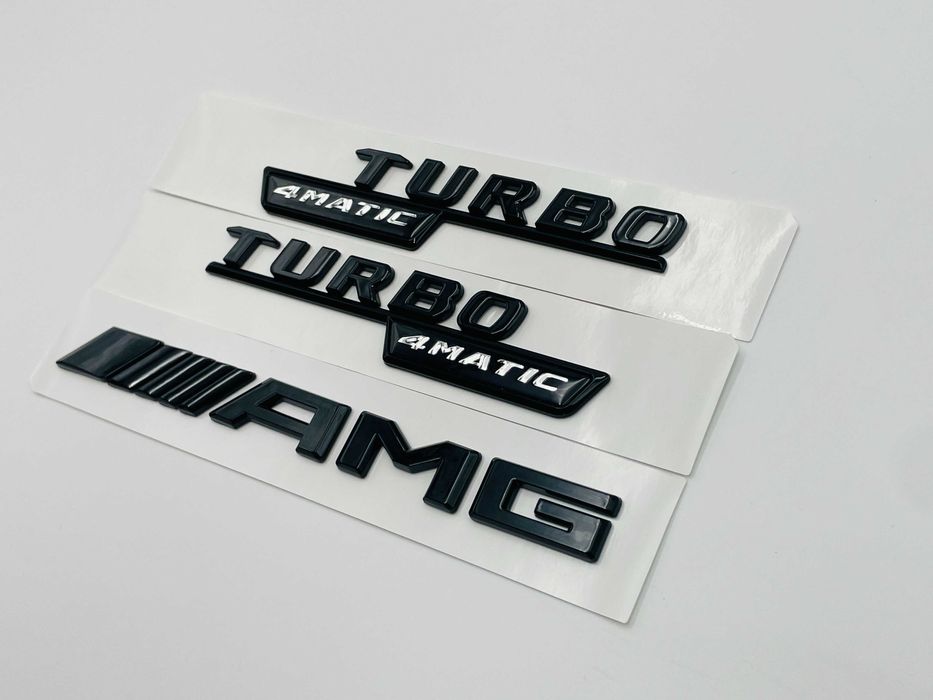 Set Embleme Compatibile Mercedes turbo 4matic AMG negru