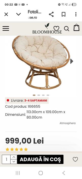 Fotolii papasan pentru gradina sau interior