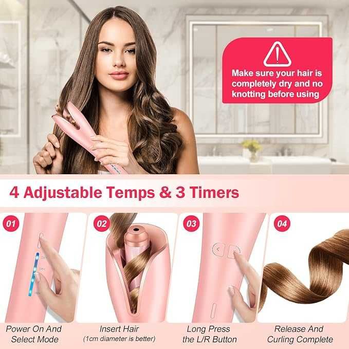 Автоматична маша за коса, за къдрене Beach Waves с йонен барабан