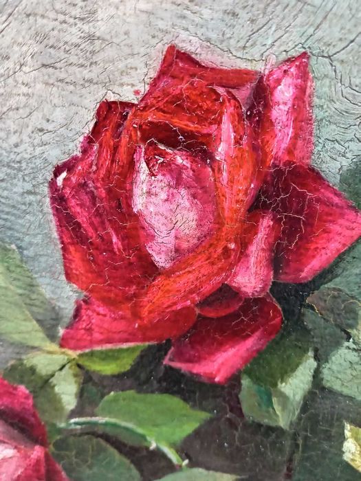 Tablou vechi - trandafiri - semnat E Gerber