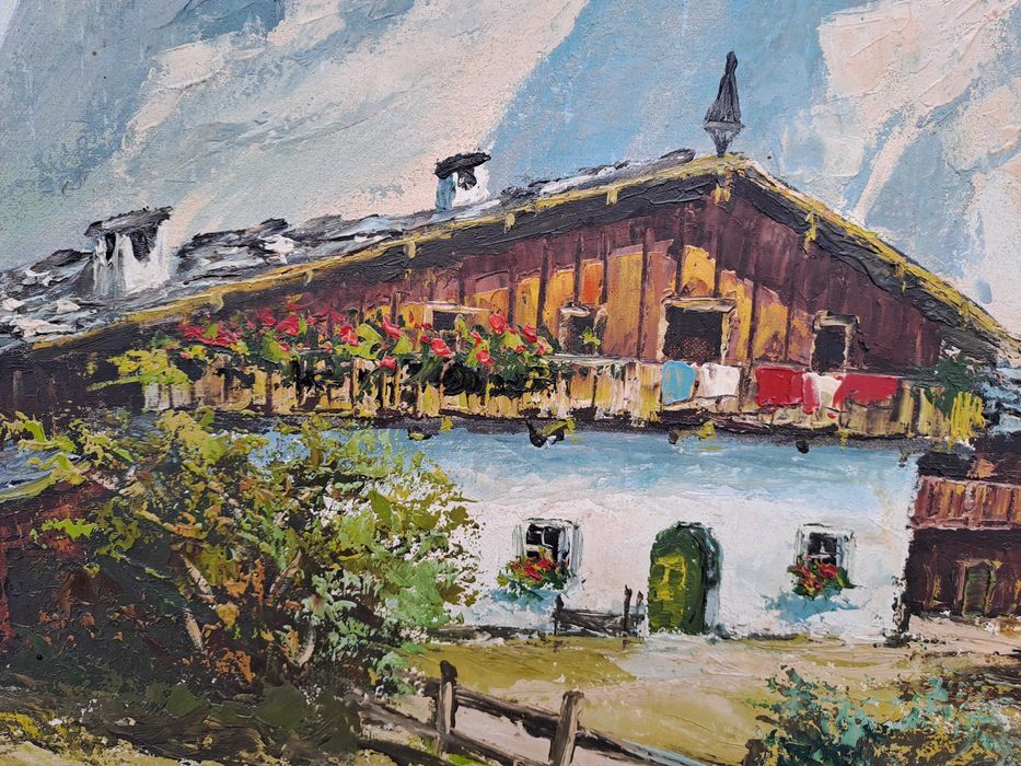 tablou pictura pe panza 92/72 cm semnat Erich K Plank datat 1955