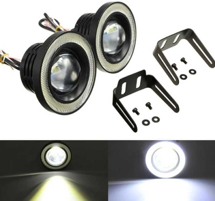 Лед халогени с лупи + ангелски очи Три размера