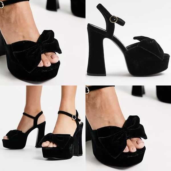 Sandale noi, aspect catifea River Island.