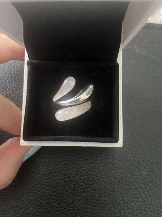 Сребърни пръстен и обеци с ествествен камък - розов кварц/лунен камък