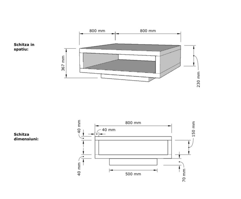 Masa cafea alb lucios