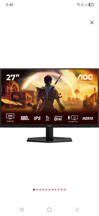 Monitor Gaming WLED Fast IPS AOC Q27G42XE, 27", QHD, 180Hz, HRD10, box