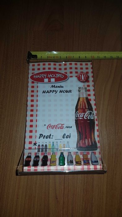 Suport meniu T holder 170x100mm / 17x10cm, logo Coca-Cola