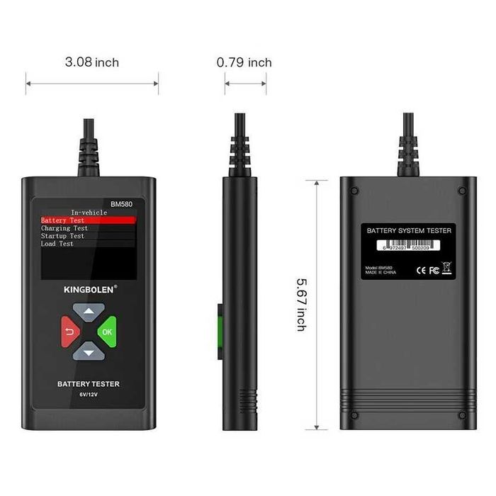 Tester auto baterii, compatibil cu, motociclete, autoturisme, utilitare tensiune 6/12V capacitate baterie 2Ah-220Ah BM580