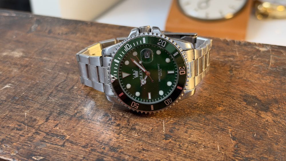 Ceas diver submariner quartz verde kermit 40mm
